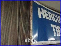 Vintage Hercules Tires Embossed Advertising Sign Gas & Oil Unusual Size