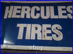 Vintage Hercules Tires Embossed Advertising Sign Gas & Oil Unusual Size