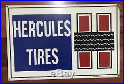 Vintage Hercules Tires Painted Tin Advertising Sign Press Sign