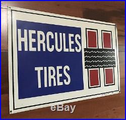 Vintage Hercules Tires Painted Tin Advertising Sign Press Sign