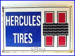 Vintage Hercules Tires Sign Old Original Metal Oil & Gas Station Garage Sign