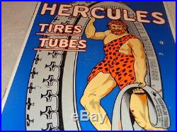 Vintage Hercules Tires & Tubes 20 Porcelain Metal Gasoline Oil Ds Flange Sign