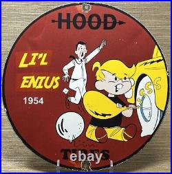 Vintage Hood Tires Porcelain Sign Gas Station Oil Continental Michelin Goodyear