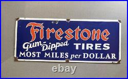 Vintage Huge 36 Firestone Tires Porcelain Sign Car Gas Truck Gasoline Oil