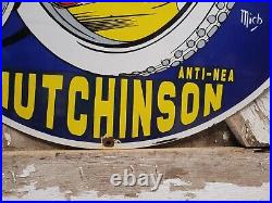 Vintage Hutchinson Tire Sign Old Big Auto Car Truck Wheels Co Porcelain Sign 30