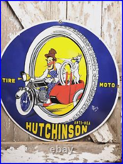 Vintage Hutchinson Tire Sign Old Big Auto Car Truck Wheels Co Porcelain Sign 30