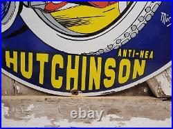 Vintage Hutchinson Tire Sign Old Big Auto Car Truck Wheels Co Porcelain Sign 30