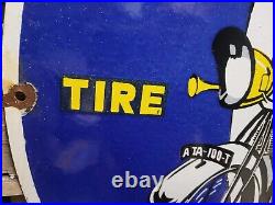 Vintage Hutchinson Tire Sign Old Big Auto Car Truck Wheels Co Porcelain Sign 30