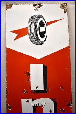 Vintage Inchek Tire Tyres Sign Board Porcelain Enamel Gasoline Pump Display G12