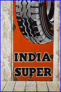 Vintage'India Super' Tyre Enamel Metal Sign Advert Ref 176/2