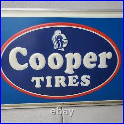 Vintage Jumbo Large Huge Embossed Cooper Tires Lighted Sign Man Cave Garage