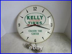 Vintage Kelly Springfield Tires Advertising Clock Sign, 10 diameter