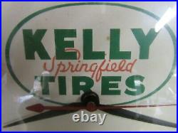 Vintage Kelly Springfield Tires Advertising Clock Sign, 10 diameter