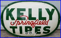 Vintage Kelly Springfield Tires Convex Tin Advertising Gas Oil Sign