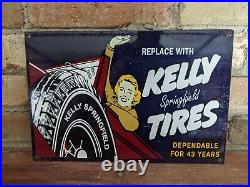 Vintage Kelly Springfield Tires Porcelain Advertising Sign Wheels Tire ...