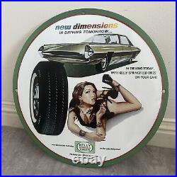 Vintage Kelly Springfield Tires Porcelain Gas Oil Motor Auto Service Parts Sign