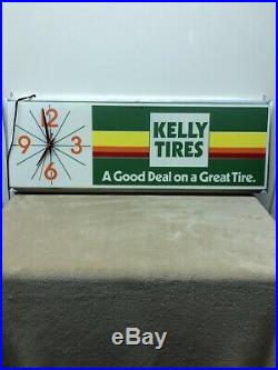 Vintage Kelly Tire Light Up Sign And Clock