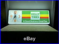 Vintage Kelly Tire Light Up Sign And Clock