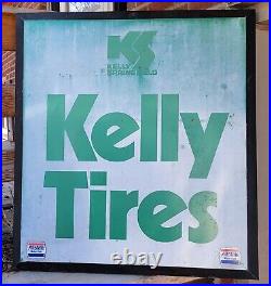 Vintage Kelly Tires Advertising Sign c1978 Gas Oil Garage Mancave