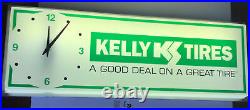 Vintage Kelly Tires Illuminated Sign/Clock, Automotive Garage Display