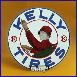 Vintage Kelly Tires Kk Gasoline Porcelain Gas Oil Service Station Pump Sign