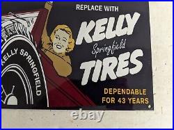 Vintage Kelly Tires Porcelain Metal Gas Pump Sign