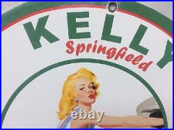 Vintage Kelly Tires Porcelain Sign 12 Gas & Oil Gas Station Sign