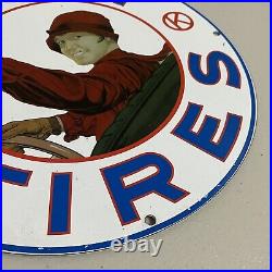 Vintage Kelly Tires Porcelain Sign Gas Oil Auto Part Service Shop Car Pump Plate