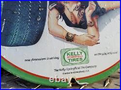 Vintage Kelly Tires Porcelain Sign Gas Station Oil Service Advertising Auto Part