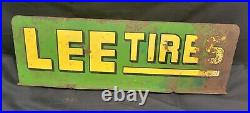 Vintage LEE TIRES Sign Flange Display Original Gas Oil Petrol Automobile