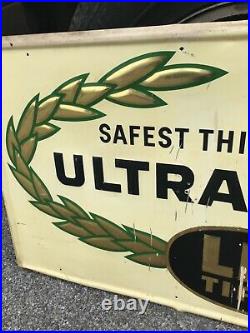 Vintage LEE Tires of Conshohocken garage Sign Ultra M 200 safest thing on wheels