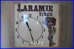 Vintage Laramie Tires Metal Wall Clock Working