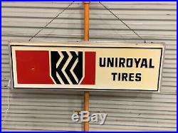 Vintage Large 48 x 16 Lighted UNIROYAL Tires Dealer Tire Sign Shop Light WORKS