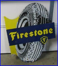 Vintage Large Firestone Double-sided Procelain Flange Sign