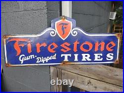 Vintage Large Firestone Tires Auto Advertising Porcelain Metal Service Sign