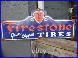 Vintage Large Firestone Tires Auto Advertising Porcelain Metal Service Sign