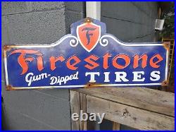 Vintage Large Firestone Tires Auto Advertising Porcelain Metal Service Sign