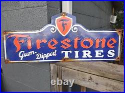 Vintage Large Firestone Tires Auto Advertising Porcelain Metal Service Sign