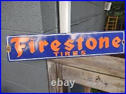 Vintage Large Firestone Tires Auto Supplies 24 Heavy Porcelain Metal Ad Sign