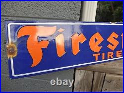 Vintage Large Firestone Tires Auto Supplies 24 Heavy Porcelain Metal Ad Sign