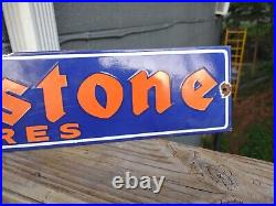 Vintage Large Firestone Tires Auto Supplies 24 Heavy Porcelain Metal Ad Sign