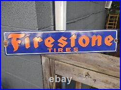 Vintage Large Firestone Tires Auto Supplies Porcelain Enamel Metal Sign