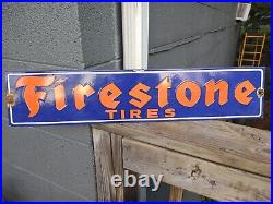 Vintage Large Firestone Tires Auto Supplies Porcelain Enamel Metal Sign