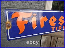 Vintage Large Firestone Tires Auto Supplies Porcelain Enamel Metal Sign