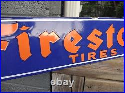 Vintage Large Firestone Tires Auto Supplies Porcelain Enamel Metal Sign