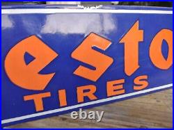 Vintage Large Firestone Tires Auto Supplies Porcelain Enamel Metal Sign