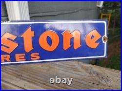 Vintage Large Firestone Tires Auto Supplies Porcelain Enamel Metal Sign