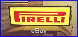 Vintage Large Light-up Pirelli Racing Tires Double Sided Sign 3' x 1' x 6