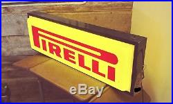 Vintage Large Light-up Pirelli Racing Tires Double Sided Sign 3' x 1' x 6