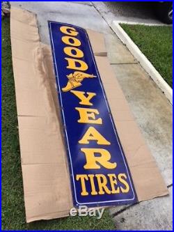 Vintage Large Tall GoodYear Good Year Tires Porcelain Sign 94 tall & 22 wide